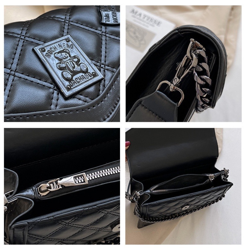 女生斜背包側背包女包鏈條肩帶斜背包斜挎小方包黑色包包女生上班-細節圖7