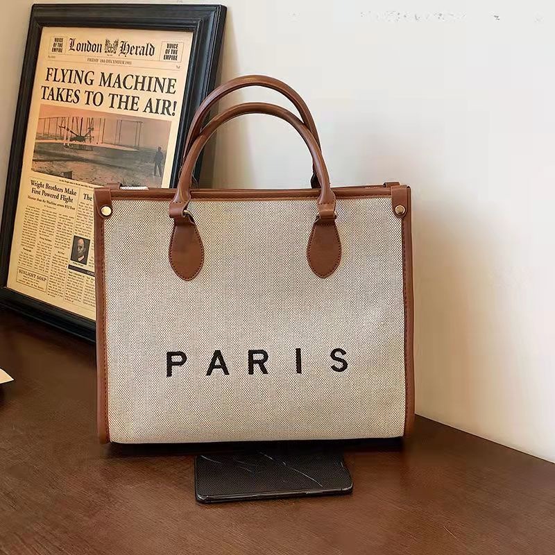 托特包 BL韓版女士手提公事包職業通勤簡約單肩大包大容量 帆布通勤包-細節圖4