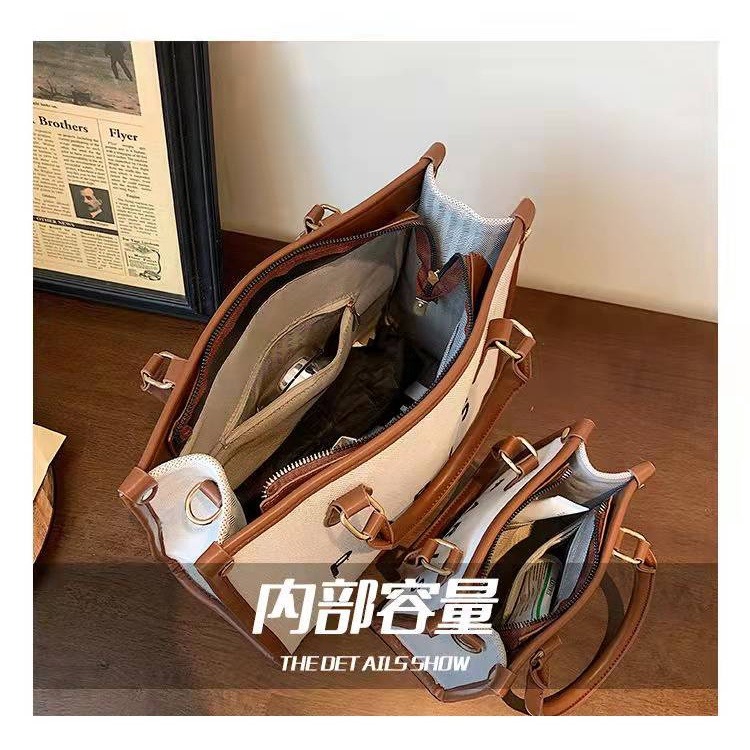 托特包 BL韓版女士手提公事包職業通勤簡約單肩大包大容量 帆布通勤包-細節圖5