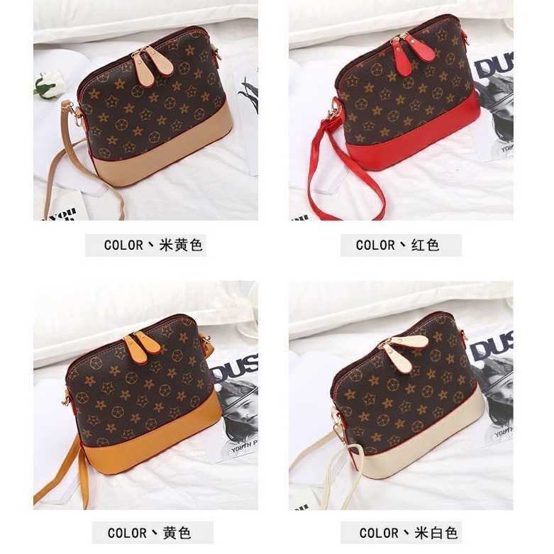  女士老花色皮革小包包 化妝包 兔耳朵拉鏈皮革側背包 大容量女士購物包 復古簡約大容量小方包-細節圖4