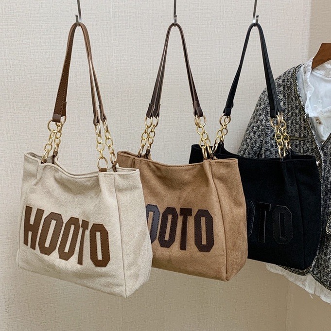 休閒手提包大容量斜背包2023新品包包女大學生上課書包絲絨通勤單肩腋下包時尚手拎包百搭托特包-細節圖7