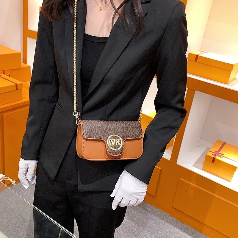 復古拼色鏈條包印花斜背包女時尚側背包韓版女版包包休閒信封包手機包pu質感肩背包-細節圖2