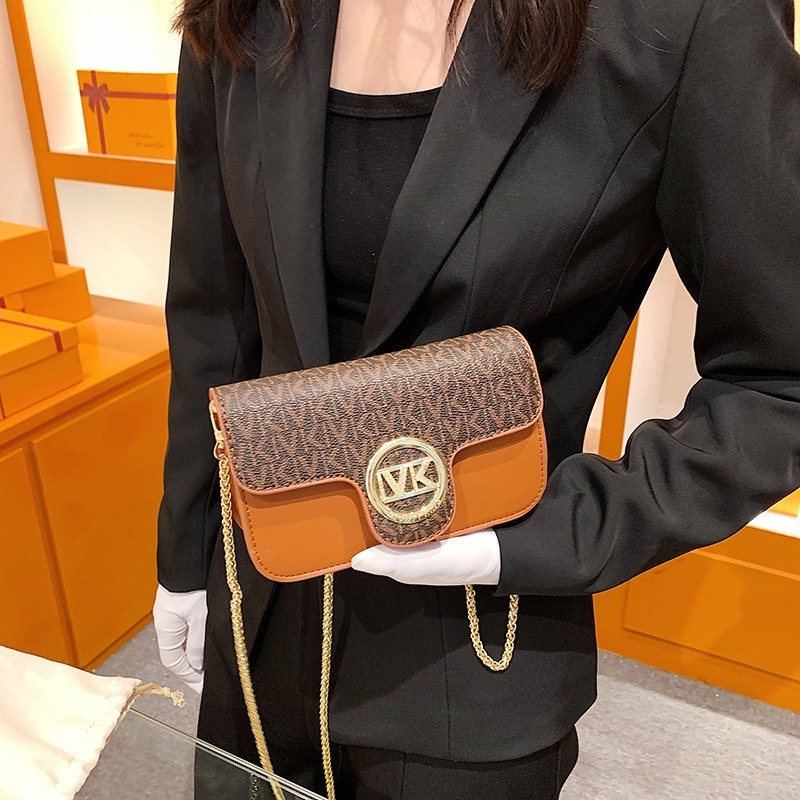 復古拼色鏈條包印花斜背包女時尚側背包韓版女版包包休閒信封包手機包pu質感肩背包-細節圖4
