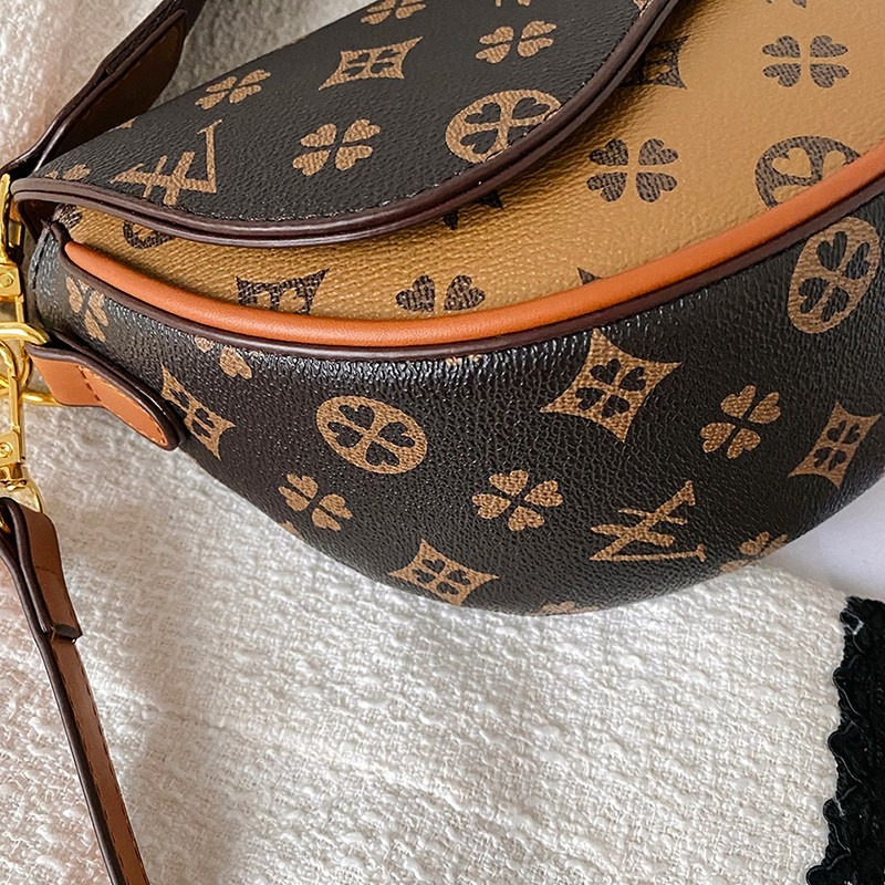 復古印花女包 雙肩帶可拆卸斜背包 時尚馬鞍包 休閒斜背包女 質感斜背包 手機包 防盜防水 2023新款包包女-細節圖7