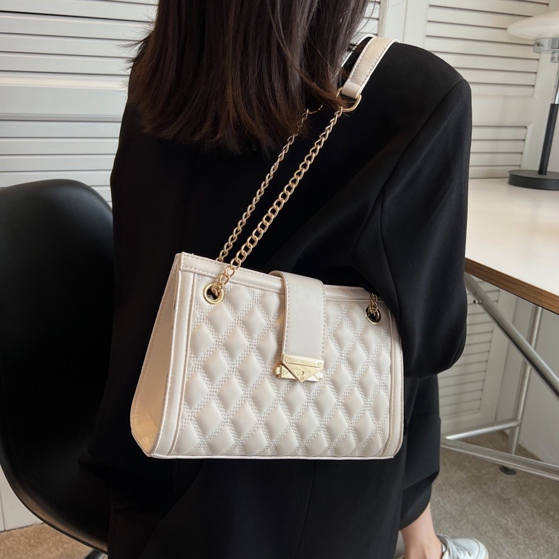 經典鏈條托特包通勤女包單肩腋下包大容量手提包鏈帶包肩背包時尚女生斜背包韓版簡約側背包-細節圖2