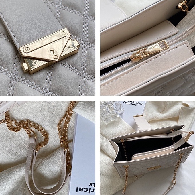 經典鏈條托特包通勤女包單肩腋下包大容量手提包鏈帶包肩背包時尚女生斜背包韓版簡約側背包-細節圖7