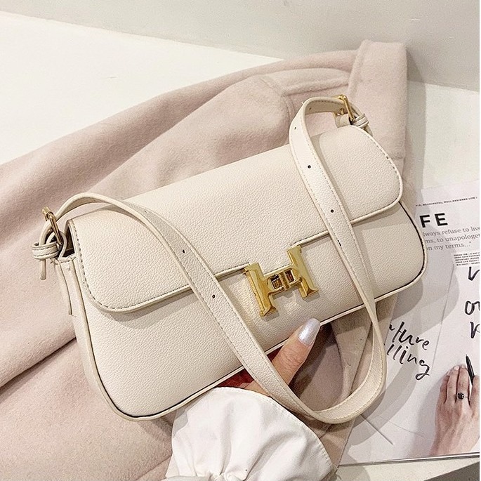 雙肩帶包包女H扣康康包通勤包包 高級感時尚斜背包 肩背包 腋下包 法棍包 2023新款斜跨包包-細節圖6
