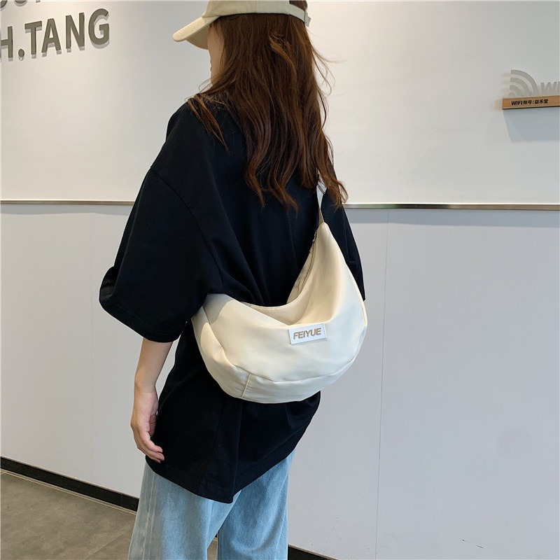 韓國ins餃子包女零錢包吊飾 大學生斜背包上課斜背包休閒斜背包日系包包女兩件套子母包簡約側背包-細節圖7
