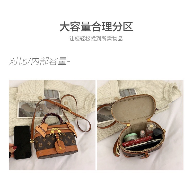 復古女包 老花包 絲巾手提小方包 盒子包 印花時尚斜背包女 韓版 斜背包 手機包 pu包 防潑水側背包復古女包 老花包 -細節圖9