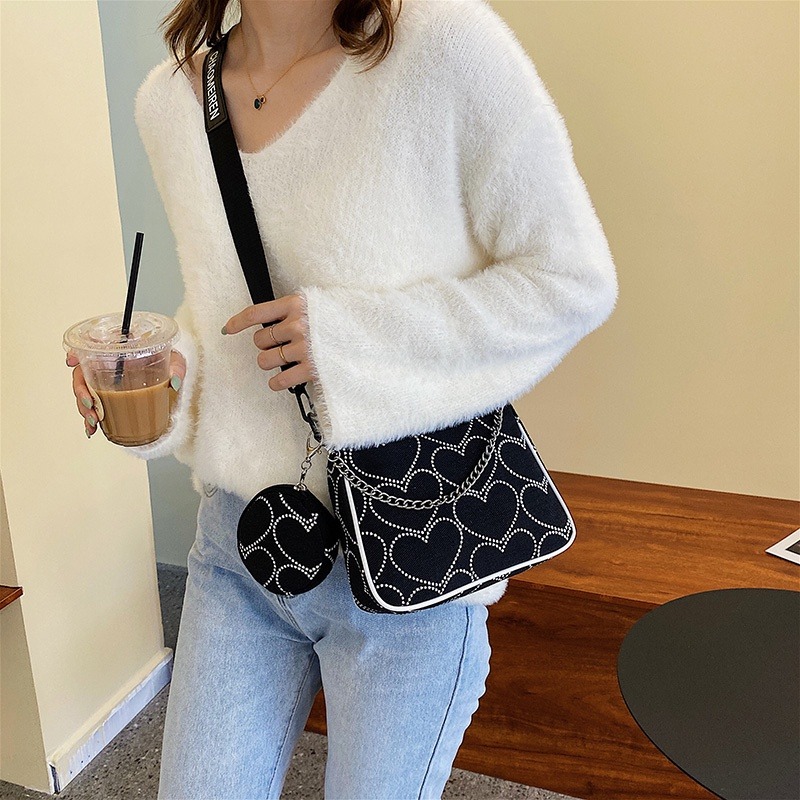 小眾設計腋下包包女 帆布包 新月包 二合一兩件套 2023年新款 女包 ins女生包包 斜揹包 韓版側揹包 帆-細節圖3