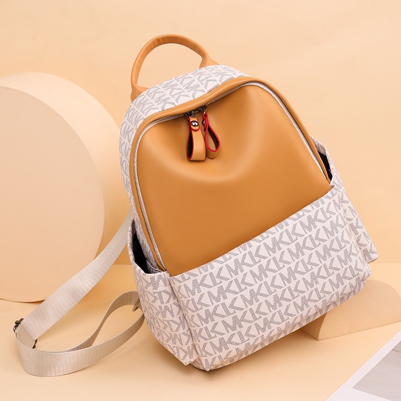 復古女士背包 字母手提背包 帶側袋 多扣拉鍊大容量後背包女 全皮防水 旅行包 通勤包包 出差旅行包背包-細節圖5