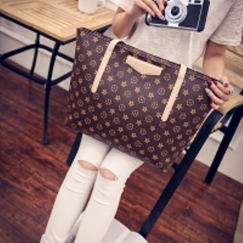 老花單肩包女 大包 2021新款 歐美 時尚女士簡約手提包大包包女包-細節圖5