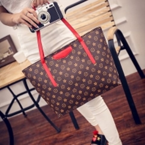 老花單肩包女 大包 2021新款 歐美 時尚女士簡約手提包大包包女包-細節圖6