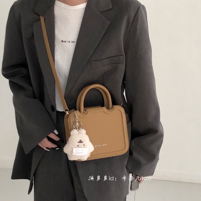 韓系/餅乾包/可愛/小方包/手提包/肩背包/拉鍊/ins/復古/ootd/韓妞必備/韓國/質感/可愛包斜跨包-細節圖5