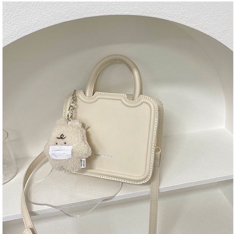 韓系/餅乾包/可愛/小方包/手提包/肩背包/拉鍊/ins/復古/ootd/韓妞必備/韓國/質感/可愛包斜跨包-細節圖7