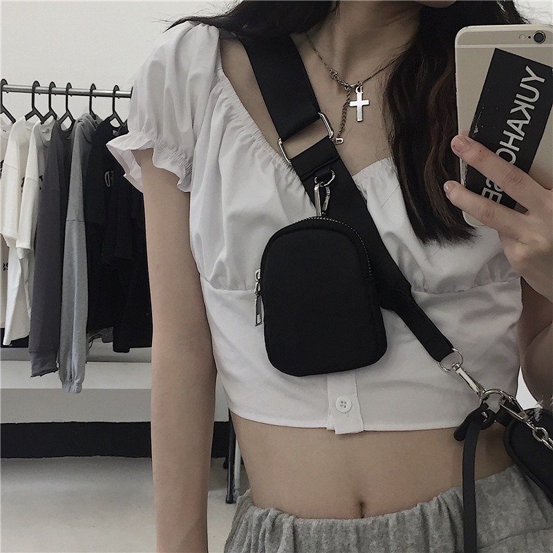  斜挎包175203鏈條腋下斜挎包網紅百搭黑色工裝三合一包包女ins潮-細節圖2