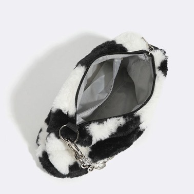 小紅書推薦 原創設計甜酷y2k辣妹毛絨包 格紋腋下包包女 2022秋冬新款鏈條百搭包 側背包 單肩包-細節圖8