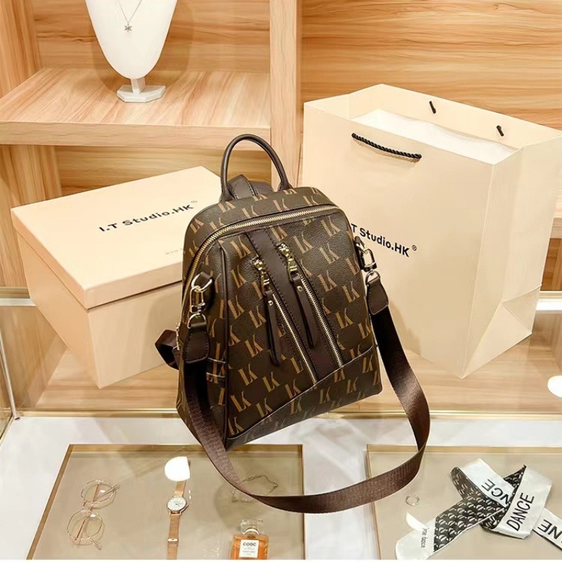  香港設計大容量真皮女背包書包旅行包-細節圖2