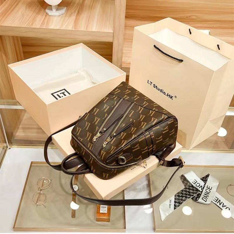  香港設計大容量真皮女背包書包旅行包-細節圖3