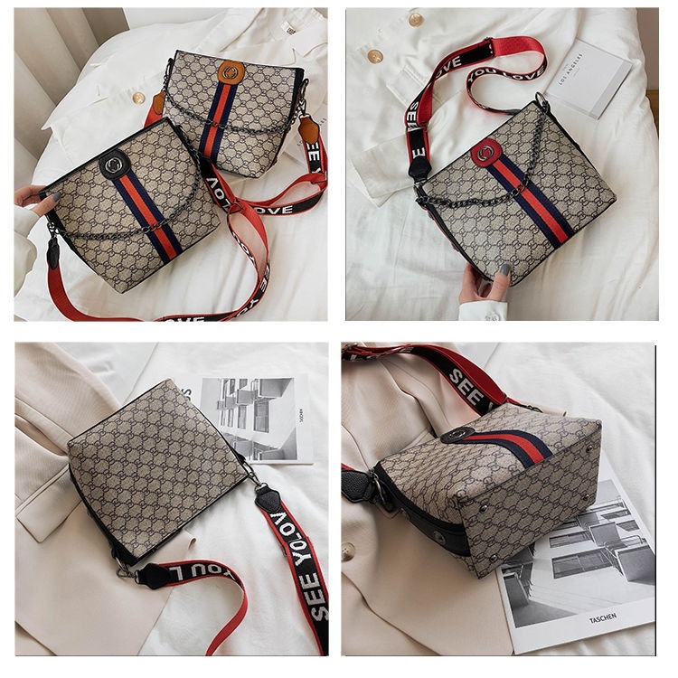 真皮質感女士大容量2020新款鏈條手提包女大氣寬肩帶單肩斜挎大包【初衷】-細節圖3