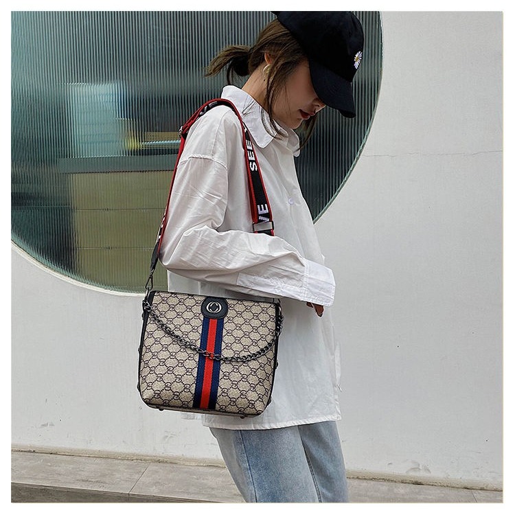 真皮質感女士大容量2020新款鏈條手提包女大氣寬肩帶單肩斜挎大包【初衷】-細節圖4