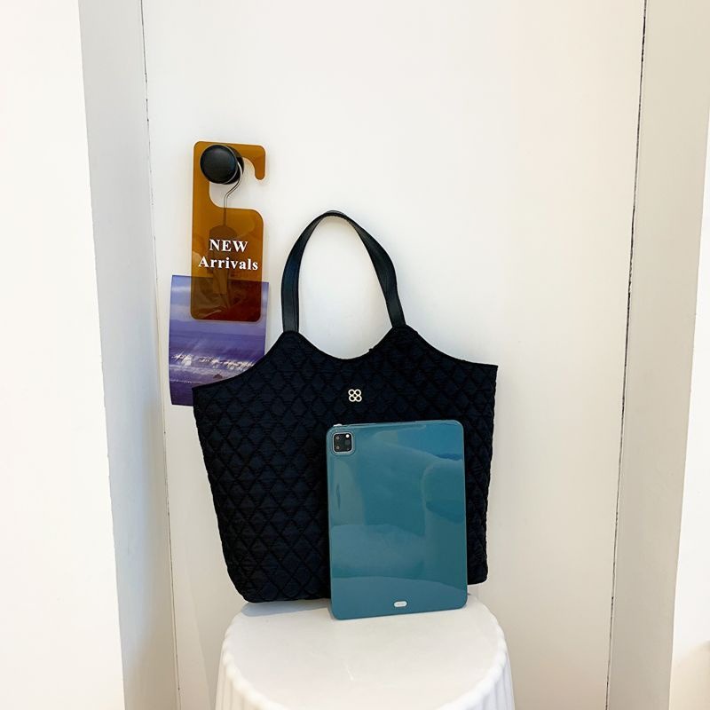 高級感包包大容量2023新款時尚秋冬斜背包牛津布菱格通勤托特包-細節圖6