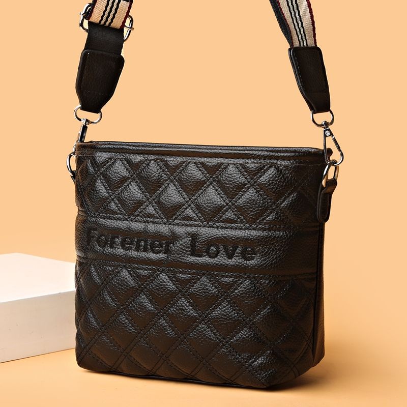 寬頻菱格包包女2023新款時尚高級感小眾斜背包夏季百搭斜挎水桶包-細節圖2
