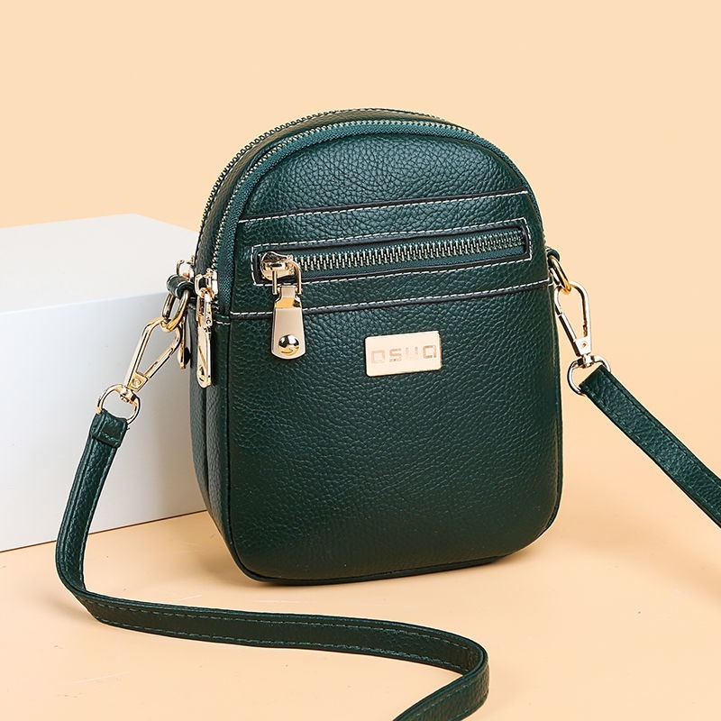 包包女斜背包新款雙拉鍊軟皮豎款零錢迷你小包-細節圖2