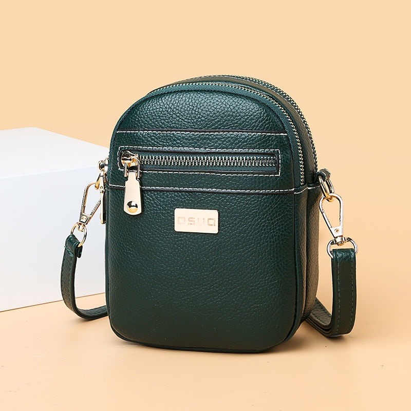 包包女斜背包新款雙拉鍊軟皮豎款零錢迷你小包-細節圖3
