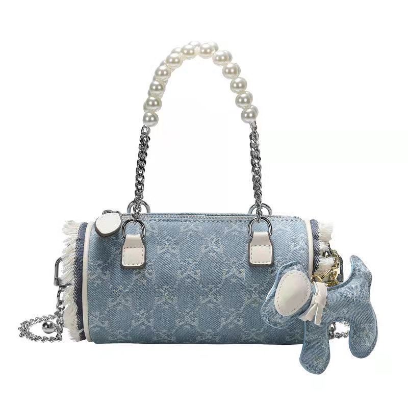 It 帆布圓筒包女包夏季新款高級感小眾手提斜挎鏈條水桶包-細節圖2