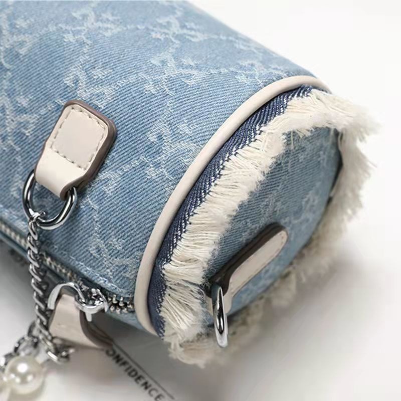 It 帆布圓筒包女包夏季新款高級感小眾手提斜挎鏈條水桶包-細節圖3