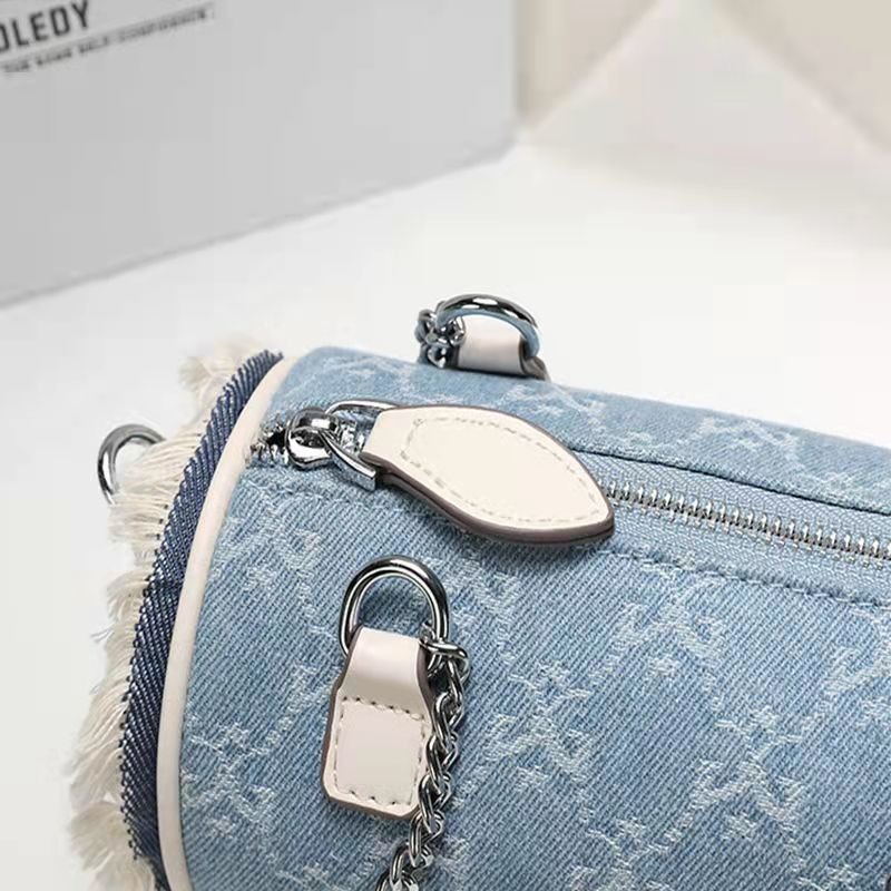 It 帆布圓筒包女包夏季新款高級感小眾手提斜挎鏈條水桶包-細節圖6