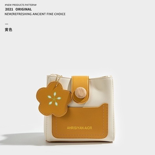 日本フェンディ夏天女包包新款高級感輕奢水桶包斜挎花朵包女表带简约绿色包包-細節圖7