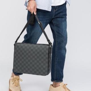 FASHION BAGSTORE，超高C / P值，仿LV款男士休閒掀蓋包，郵差包大容量多隔層單肩斜跨包防水皮革側背包-細節圖4