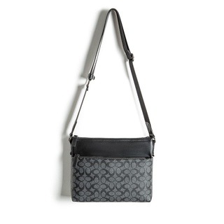 男士斜背包 C紋斜背包 休閒簡約側背包 男生單肩街頭時尚側背包 學生潮流斜背包 郵差挎包 時尚男包男士斜背包 C紋斜背包-細節圖6