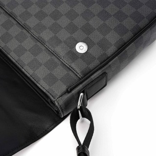 FASHION BAGSTORE 限時下殺，韓版男士側背包橫款郵差包名牌LV同款格子面料男士戶外斜背包皮革斜挎包單肩包-細節圖8