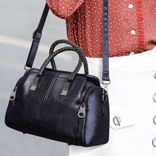 限時下殺，極速發貨輕便功能手提包女手拎單肩斜挎麻花圓環枕頭包包女式手提包手挽包女式休閒側背包大容量大包托特包皮革手挽包-細節圖4