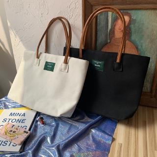 FASHION BAGSTORE，日式原創加厚帆佈單肩拉鍊純色女包手提文件電腦包帆布休閒側背包簡約斜背包大容量托特包