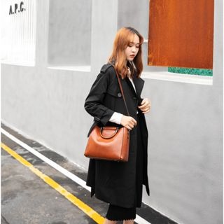 簡約復古單肩斜跨包 時尚百搭手提軟皮水桶女包 長肩帶側背包 單肩背包 斜跨包斜背包 多功能手提包-細節圖5