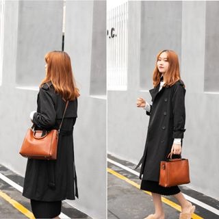 簡約復古單肩斜跨包 時尚百搭手提軟皮水桶女包 長肩帶側背包 單肩背包 斜跨包斜背包 多功能手提包-細節圖7