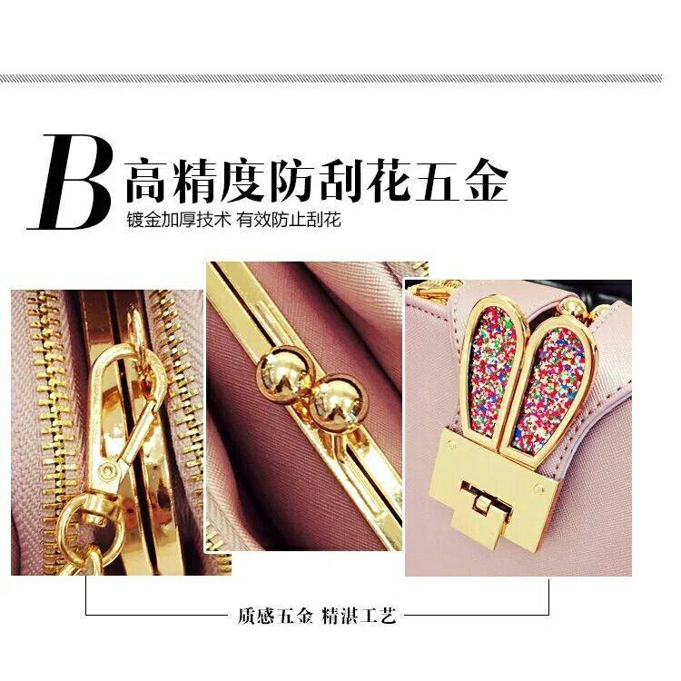  側背包 韓版 可愛 小包包 休閒 兔耳朵 鏈條包 迷你 小方包 百搭 單肩包 -細節圖5