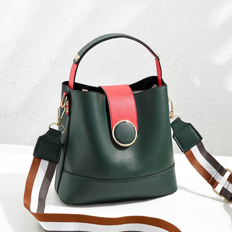 側肩包JOHN CHARIS寬帶小包包女百搭單肩斜挎手提大容量水桶包時尚韓版女側背包 肩背包-細節圖3