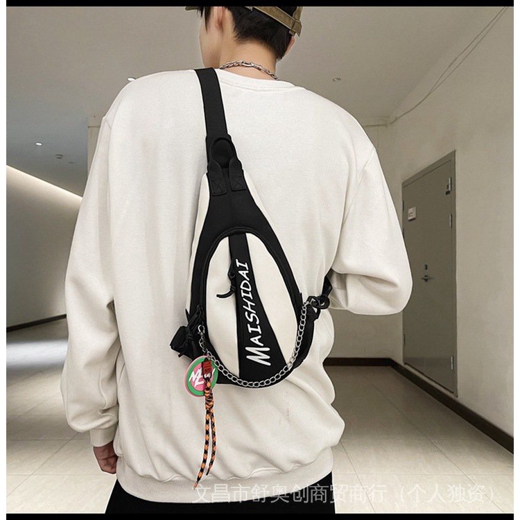 2023新款 男士腰包 胸包 单肩包 斜背包 運動撞色 大容量 豎款方型 減負 今年流行 男包 旅游-細節圖2