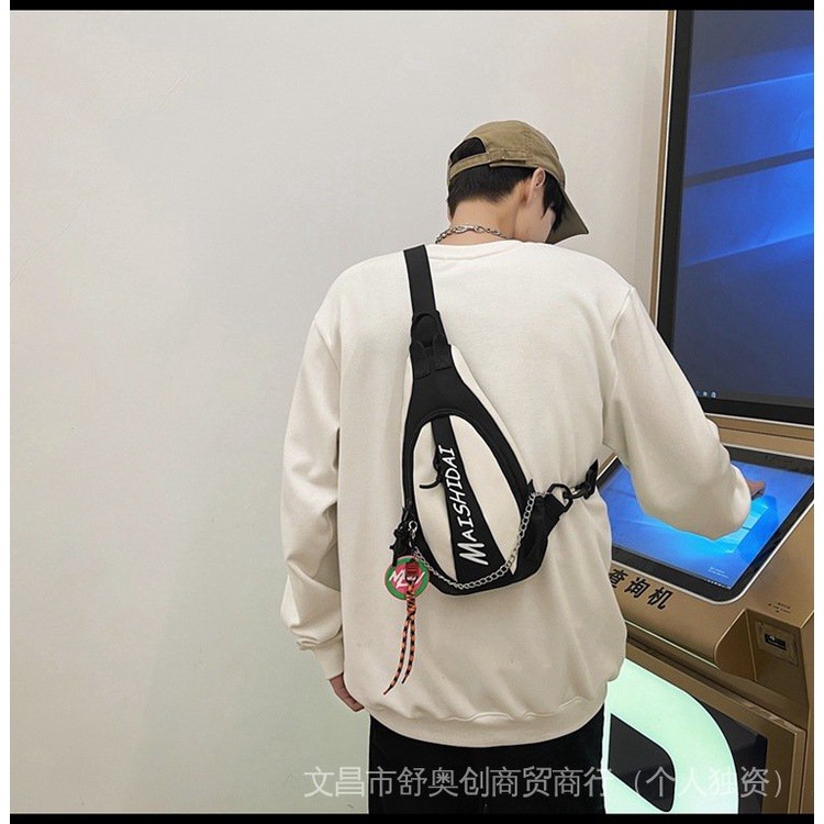 2023新款 男士腰包 胸包 单肩包 斜背包 運動撞色 大容量 豎款方型 減負 今年流行 男包 旅游-細節圖3