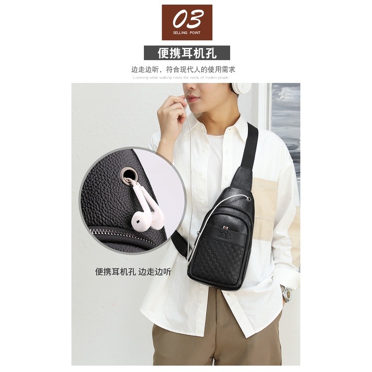 多功能男士 胸包 歐美潮流 PU軟皮 側背包 時尚炫酷 防潑水 男士商務 證件包 斜背包-細節圖3