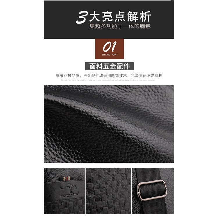 多功能男士 胸包 歐美潮流 PU軟皮 側背包 時尚炫酷 防潑水 男士商務 證件包 斜背包-細節圖5