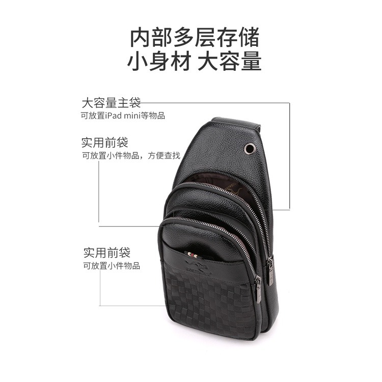 多功能男士 胸包 歐美潮流 PU軟皮 側背包 時尚炫酷 防潑水 男士商務 證件包 斜背包-細節圖7