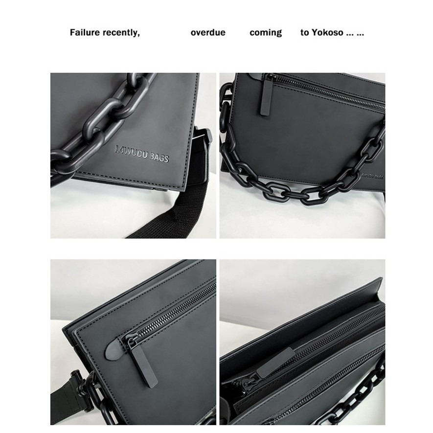  亞克力鏈條 信封包 男士多功能 手提包 時尚潮流 單肩包 斜挎包 斜背包 休閒百搭 小方包-細節圖6