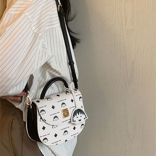  包包女 櫻桃小丸子 南風 風之唱片馬鞍包 新款手提單肩斜挎小包-細節圖2