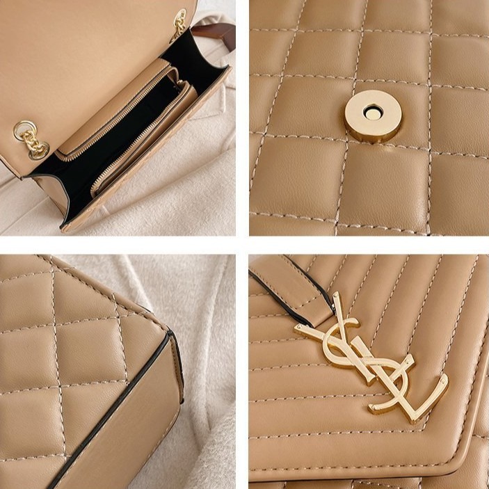 時尚繡線菱格 小方包 韓版ins 百搭休閒 鏈帶包 單肩包 斜挎包 洋氣質感 氣質女神 側背包 斜背包-細節圖6